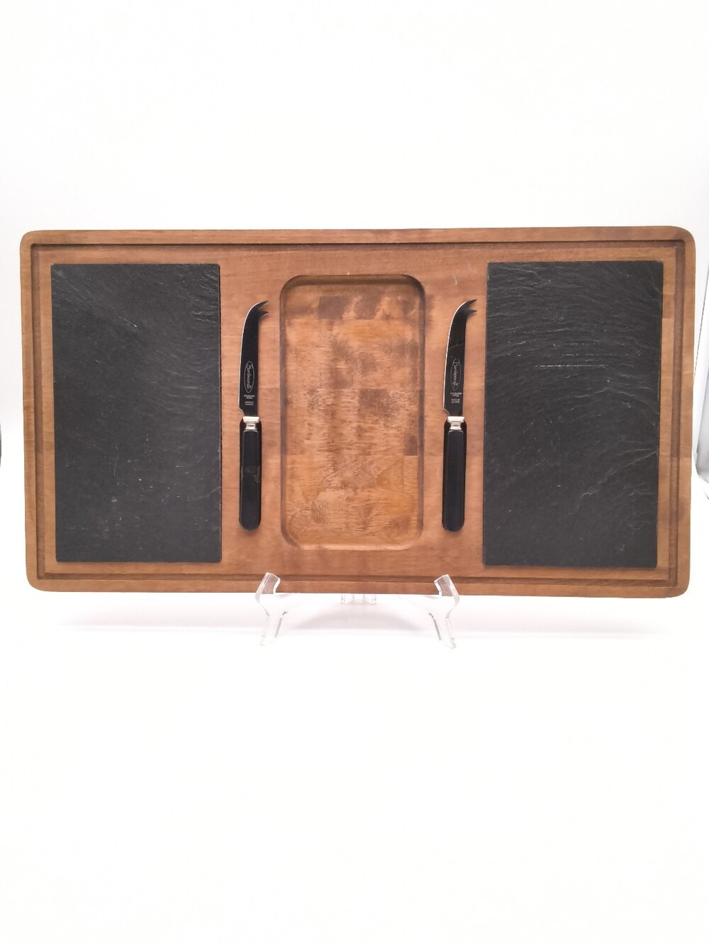 Vintage Baribocraft Maple Cheese Board Slate Slabs in Original Box - Picture 6 of 12